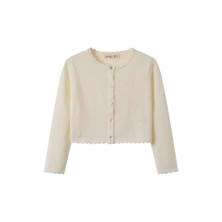 CARDIGAN WITH SCALLOPED EDGING-CREAM