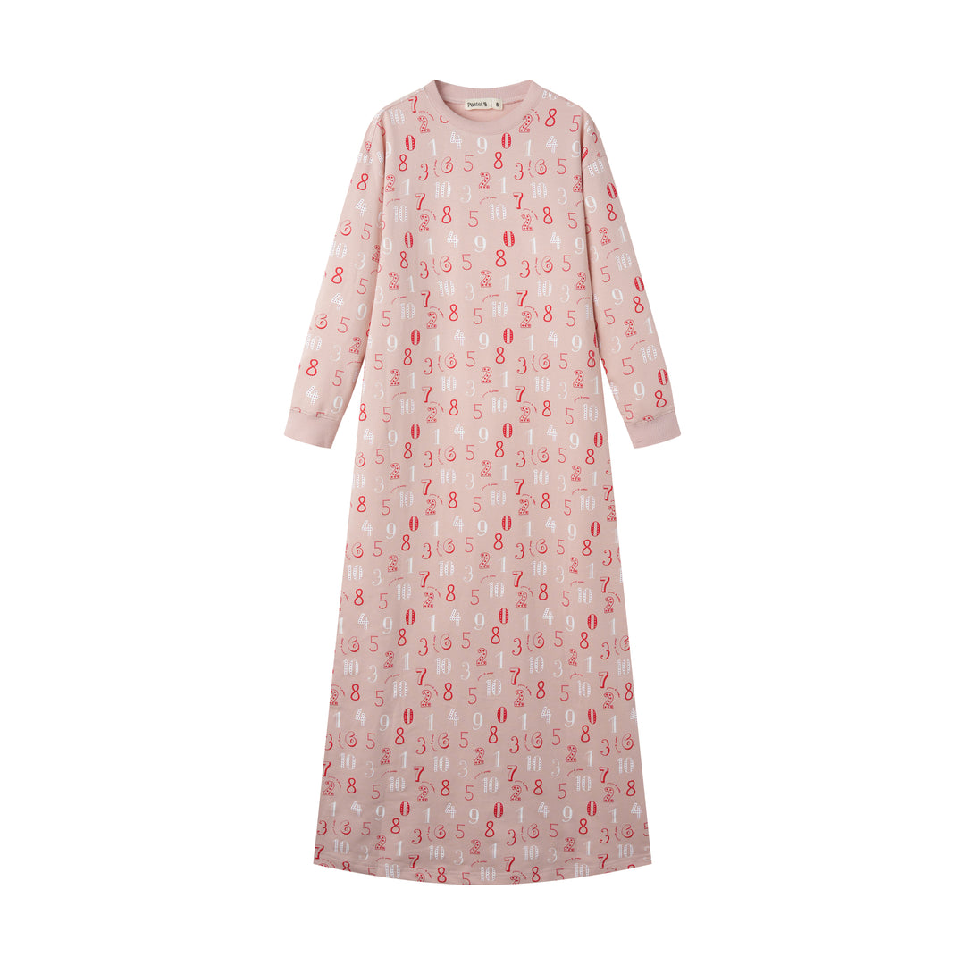 NUMERICAL PRINT NIGHTGOWN-LIGHT PINK