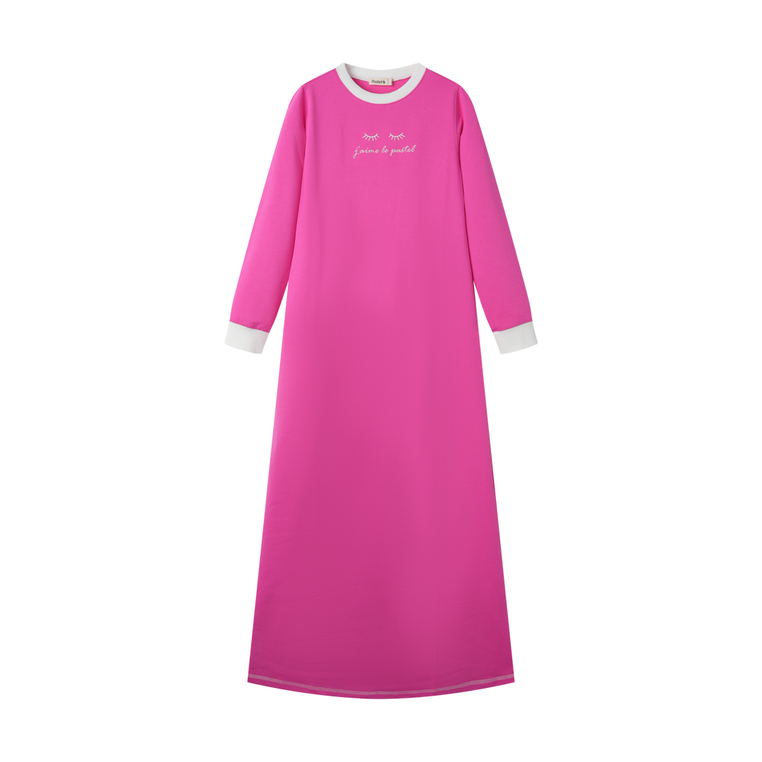 NIGHTGOWN WITH EMBROIDERY-FUCHISA