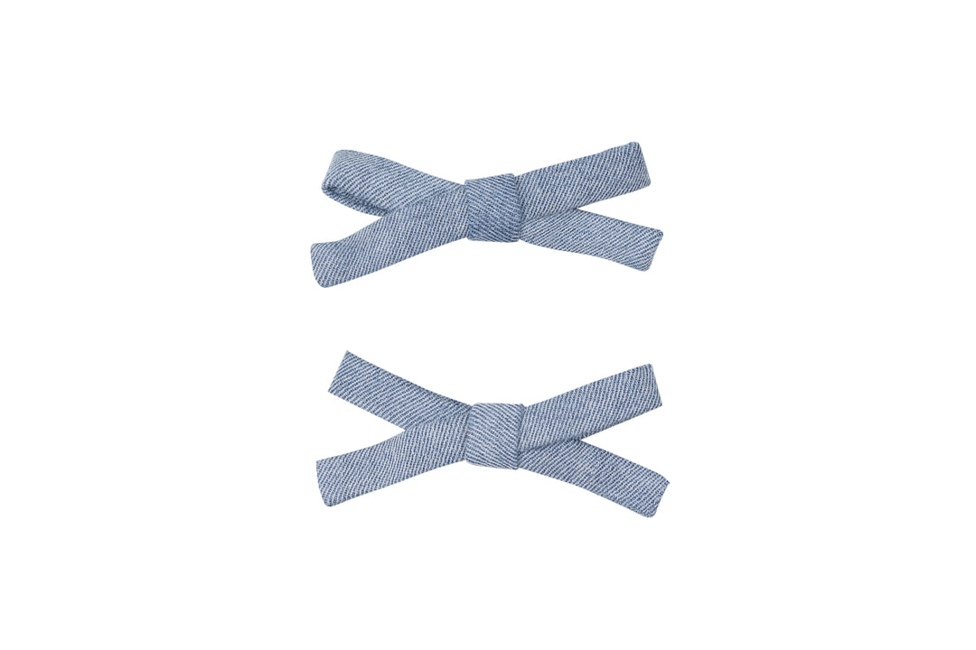 SMALL HAIRBOWS-CHAMBRAY