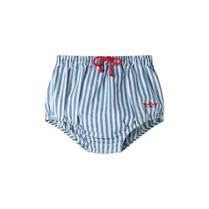 STRIPED BLOOMER WITH TIE-DENIM STRIPED