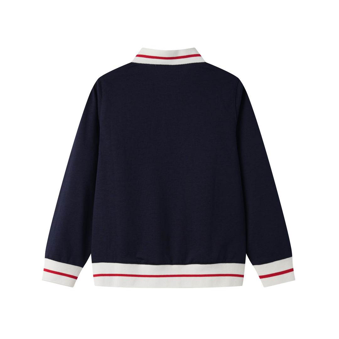 LONG SLEEVE POLO-NAVY