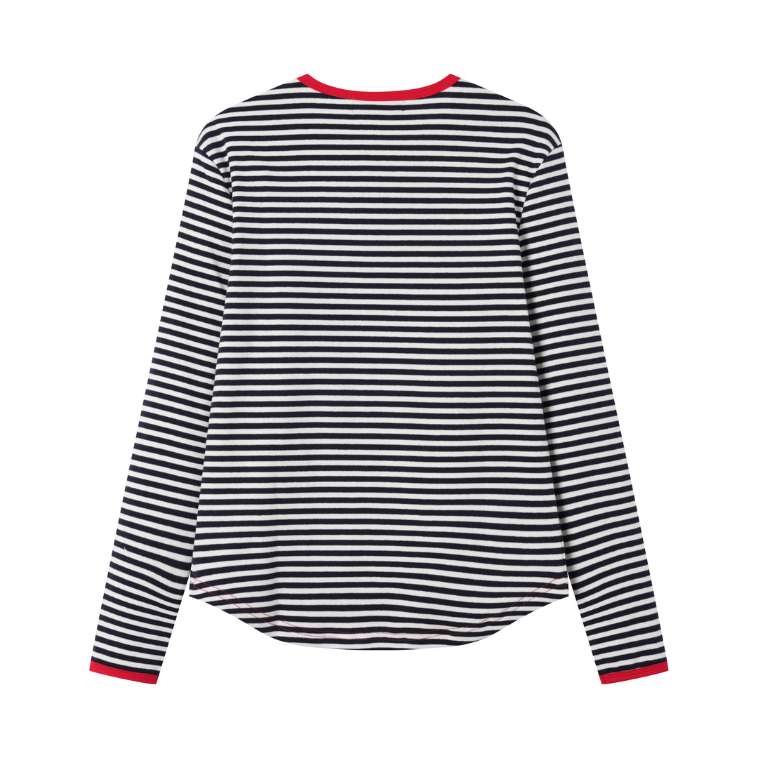 STRIPED TEEN HENLEY-BLACK STRIPED