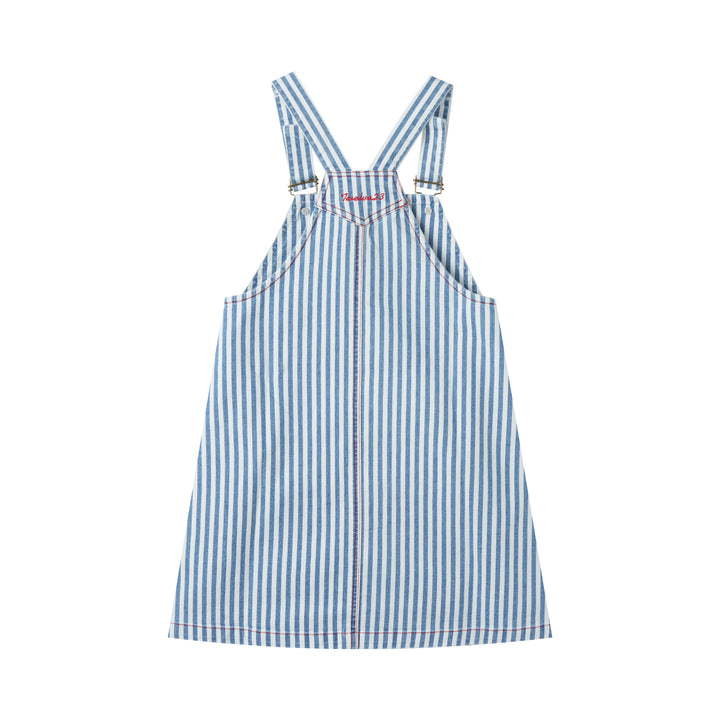 STRIPED PINAFORE JUMPER-DENIM STRIPED