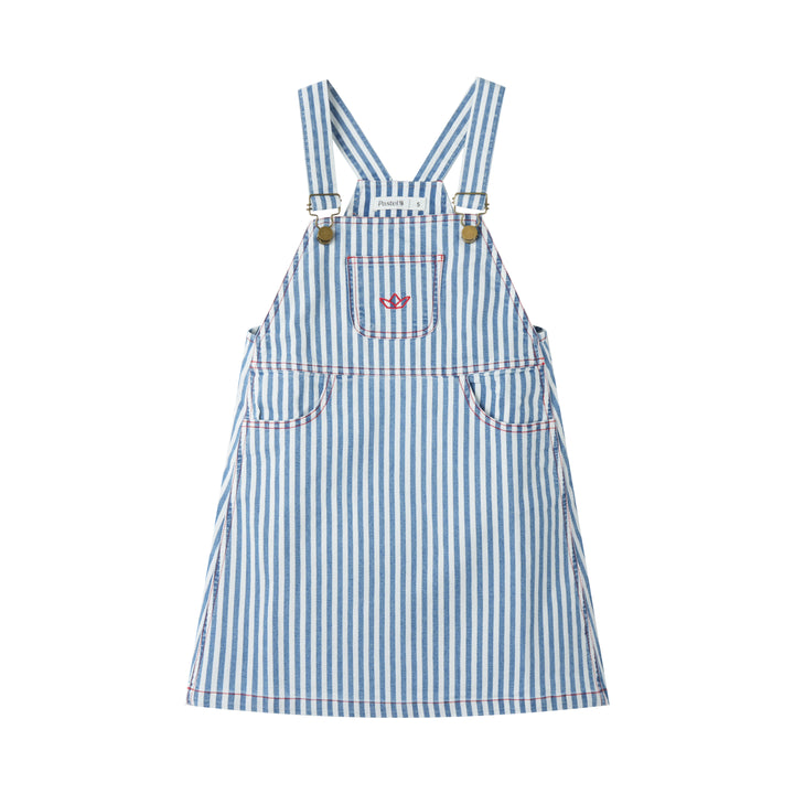 STRIPED PINAFORE JUMPER-DENIM STRIPED