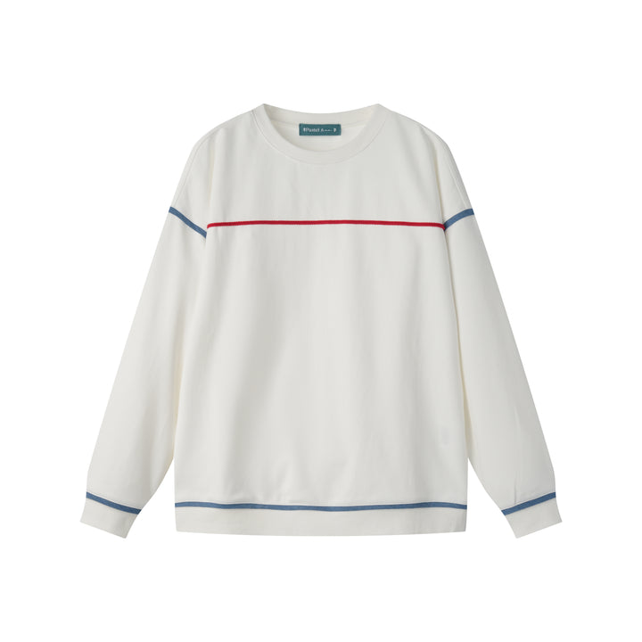 SWEATSHIRT WITH COLORED PIPING-WHITE