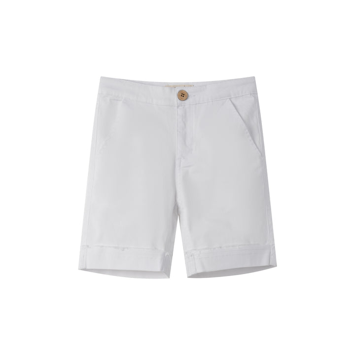 SHORT PANTS WITH CUFFS-WHITE