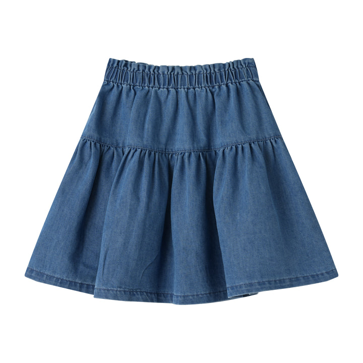 2 TIER SKIRT WITH TIE-DENIM