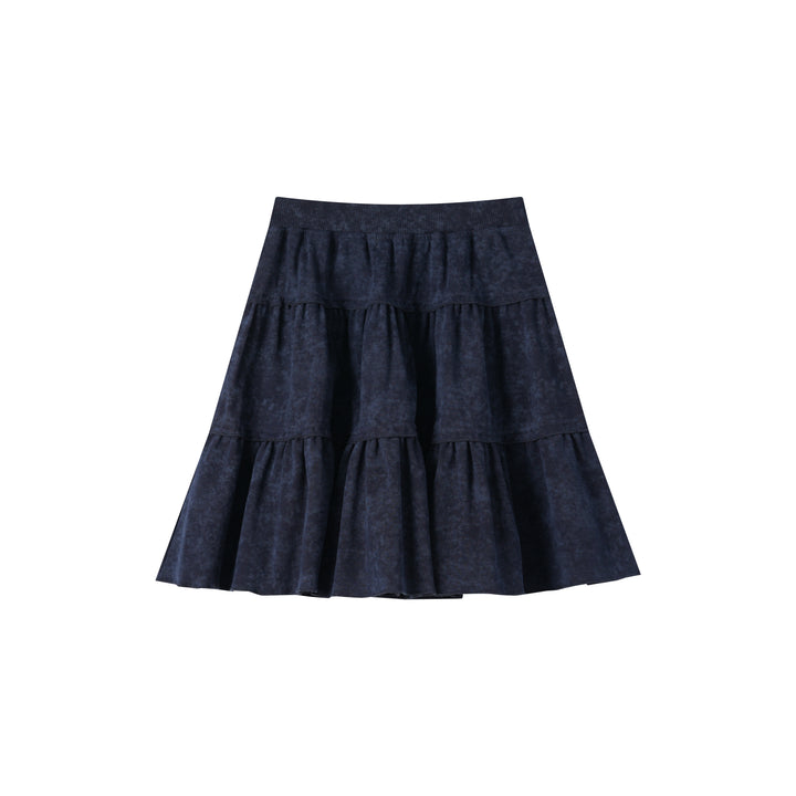 TIERED JERSEY SKIRT-NAVY