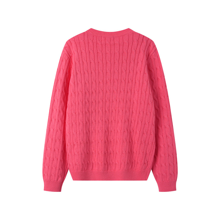 CABLE STITCH SWEATER-HOT PINK