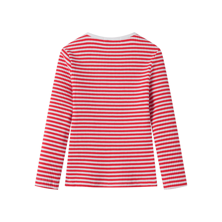 STRIPED RIBBED T-SHIRT-RED STRIPED