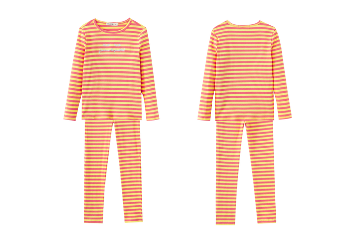 STRIPED RIBBED PAJAMA-PEACH STRIPED