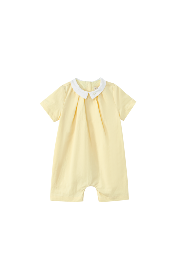 PINTUCK ROMPER WITH COLLAR-YELLOW