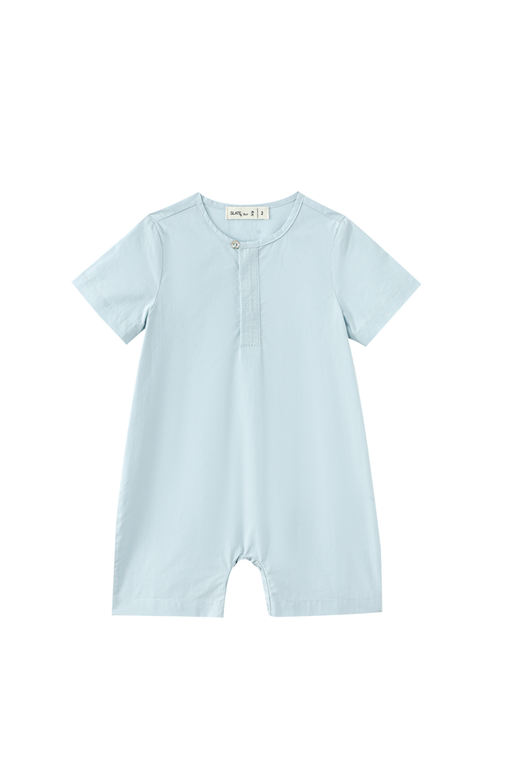 SIDE BUTTON ROMPER-BLUE