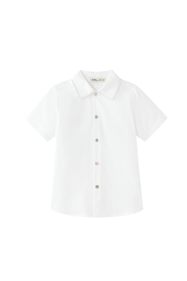 TOPSTITCHED COLLARED SHIRT-WHITE/LAVENDER