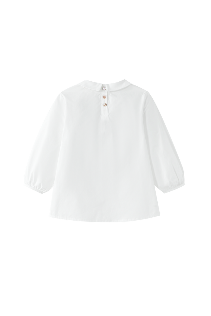PINTUCK BLOUSE WITH COLLAR-WHITE/LAVENDER
