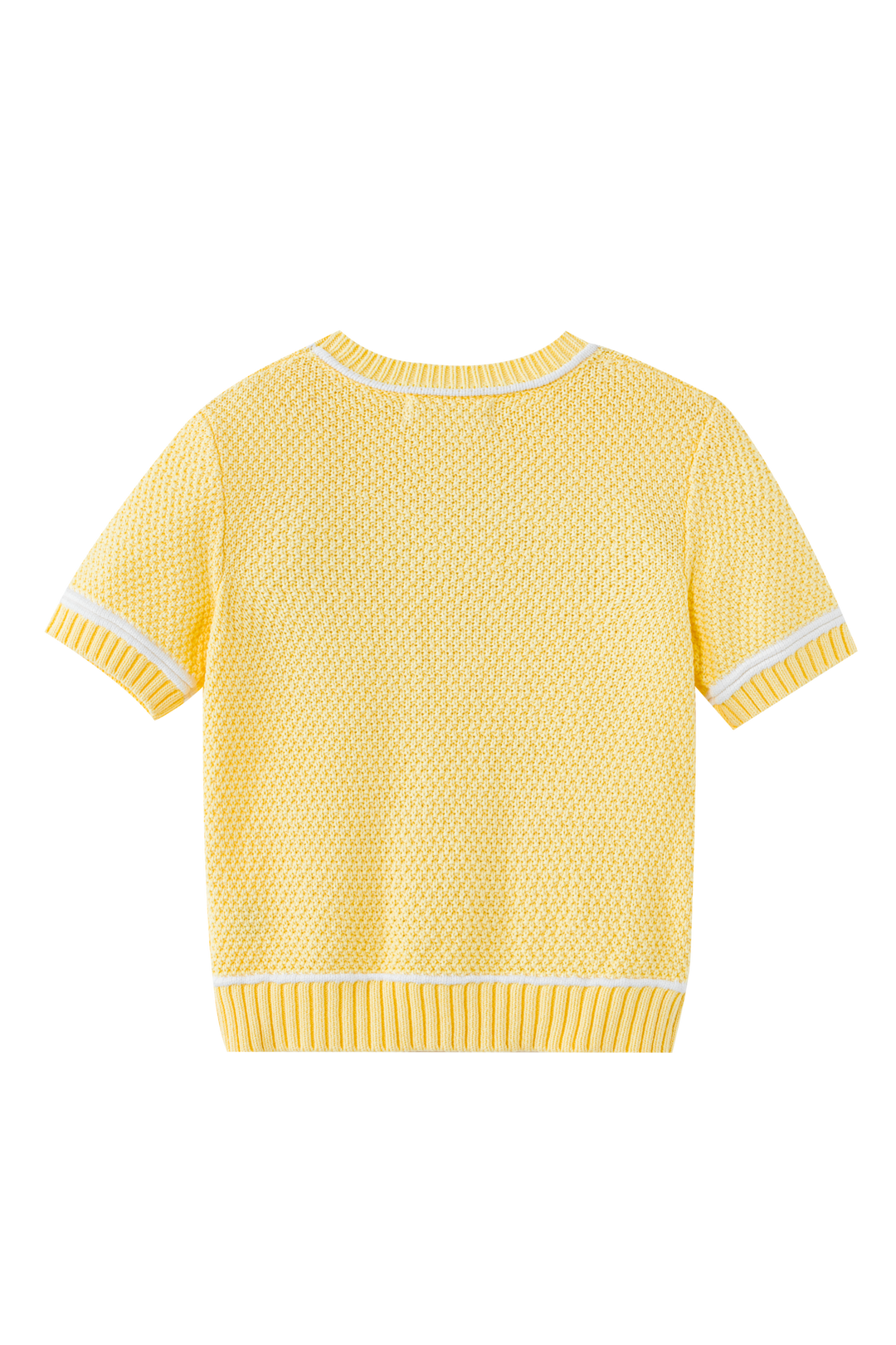 SHORT SLEEVE SWEATER WITH TRIM-YELLOW