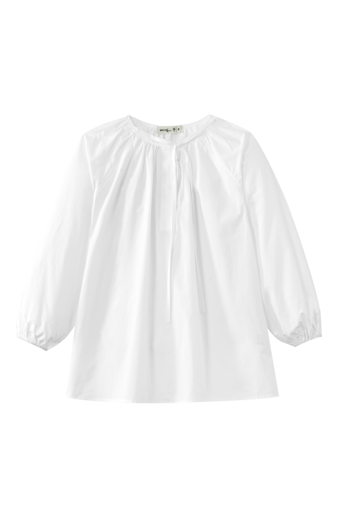BLOUSE WITH SIDE BOW-WHITE