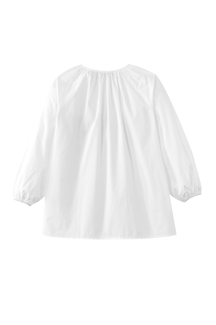 BLOUSE WITH SIDE BOW-WHITE