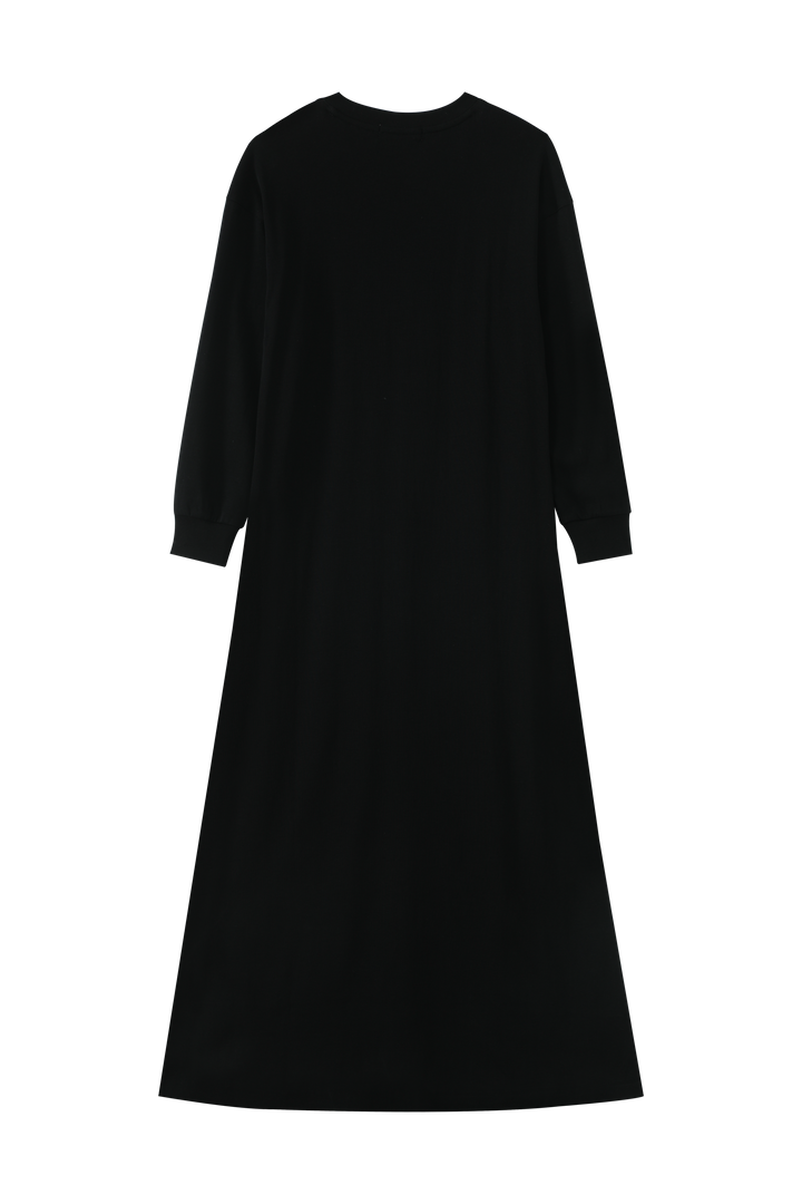 NIGHTGOWN WITH CENTER EMBROIDERY-BLACK