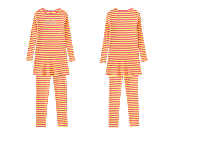 STRIPED RIBBED NIGHTSHIRT-PEACH STRIPED