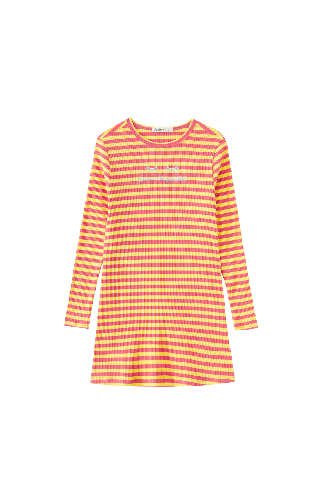 STRIPED RIBBED NIGHTSHIRT-PEACH STRIPED