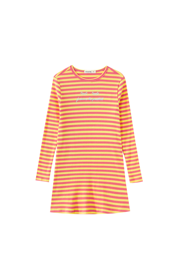 STRIPED RIBBED NIGHTSHIRT-PEACH STRIPED