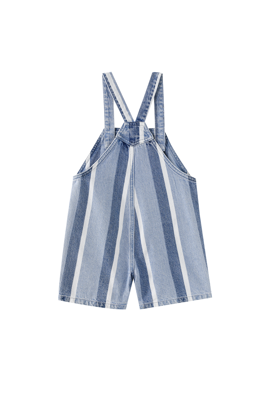 DENIM STRIPED SHORTALL-DENIM STRIPED
