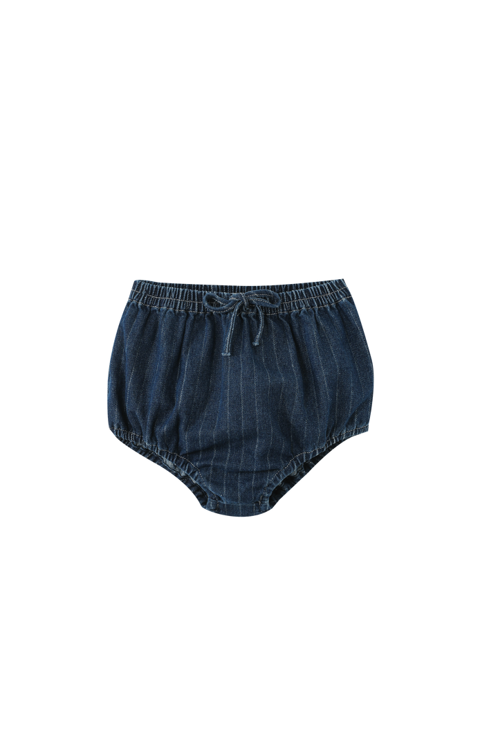 BLOOMER WITH BOW-DENIM STRIPED