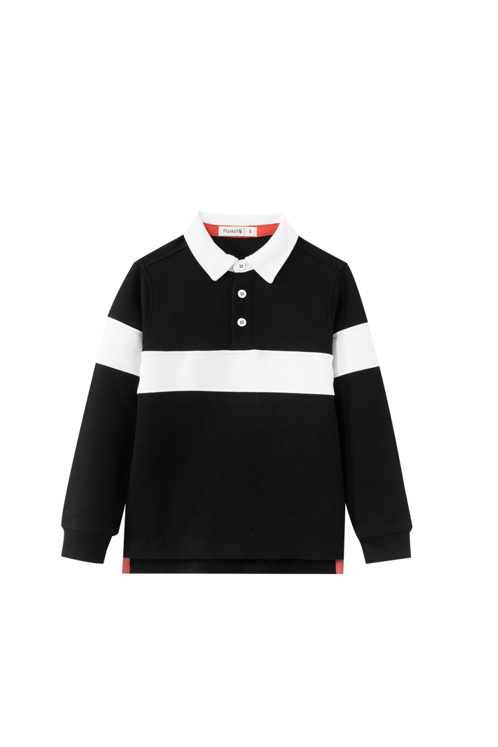POLO WITH CENTER STRIPE-BLACK
