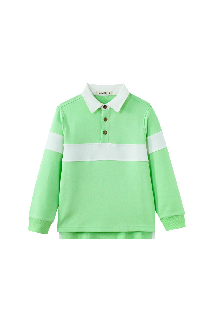 POLO WITH CENTER STRIPE-MINT GREEN