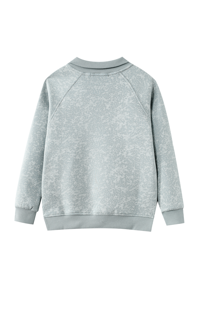 HEATHERED SWEAT WITH COLLAR-BLUE HEATHER