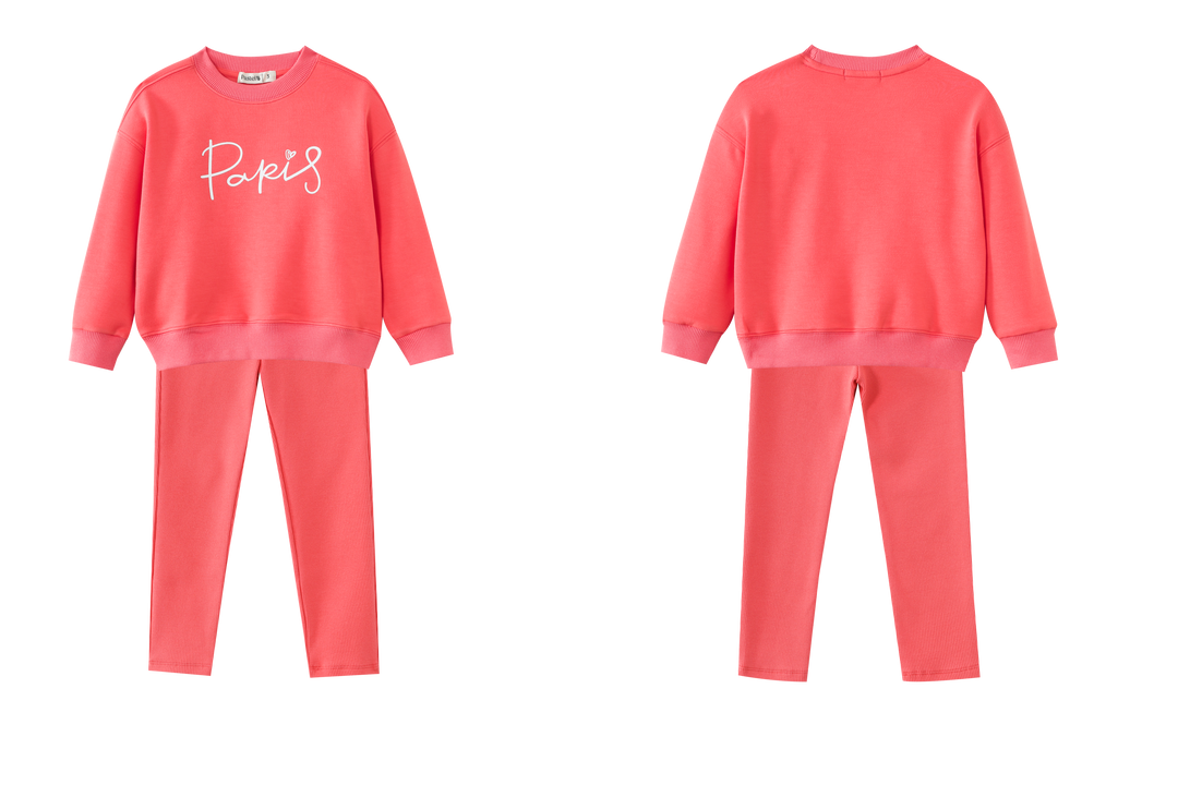 PARIS HEATHERED SWEAT SET-CORAL