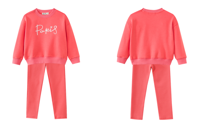 PARIS HEATHERED SWEAT SET-CORAL