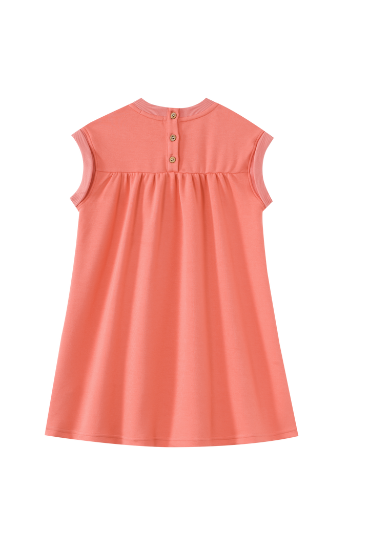 DROP SHOULDER HEATHERED DRESS-CORAL