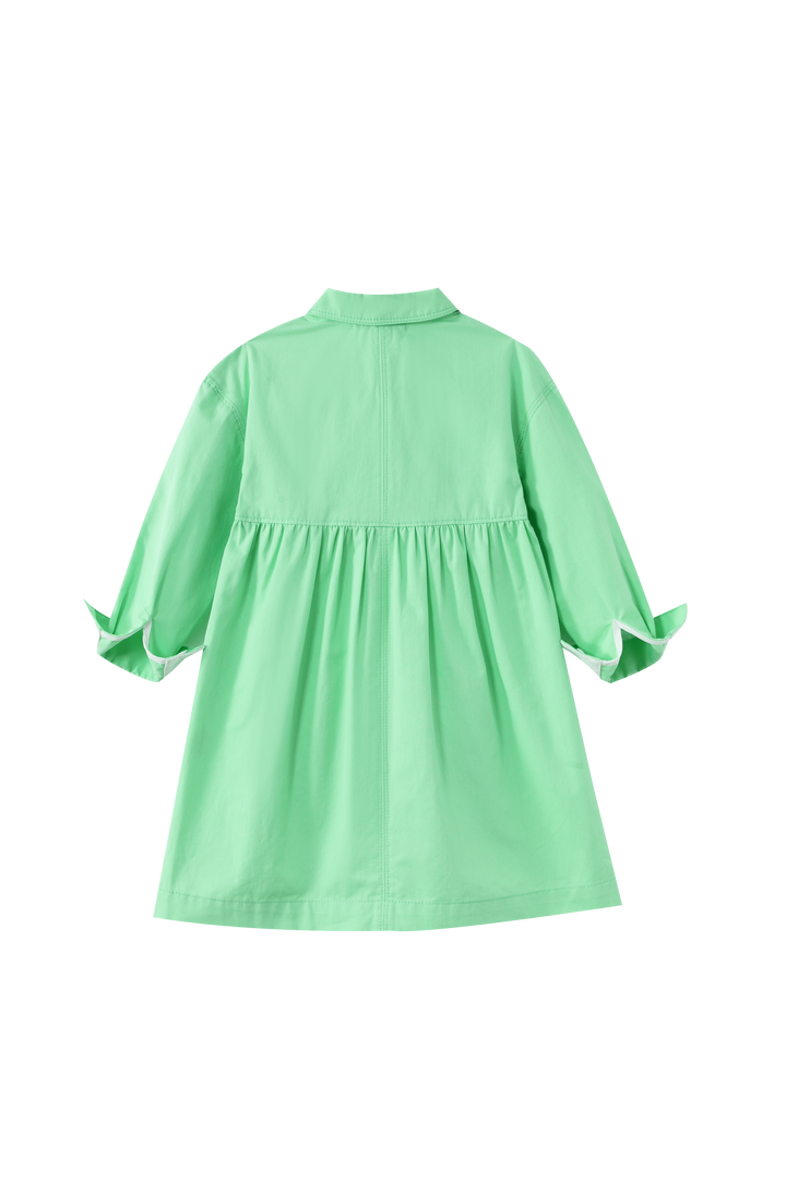 WAISTED SHIRTDRESS-GREEN