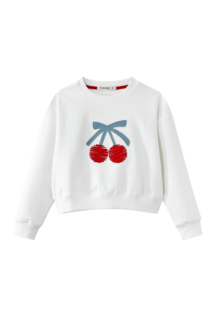 LARGE CHERRY ICON SWEATSHIRT-WHITE MULTI