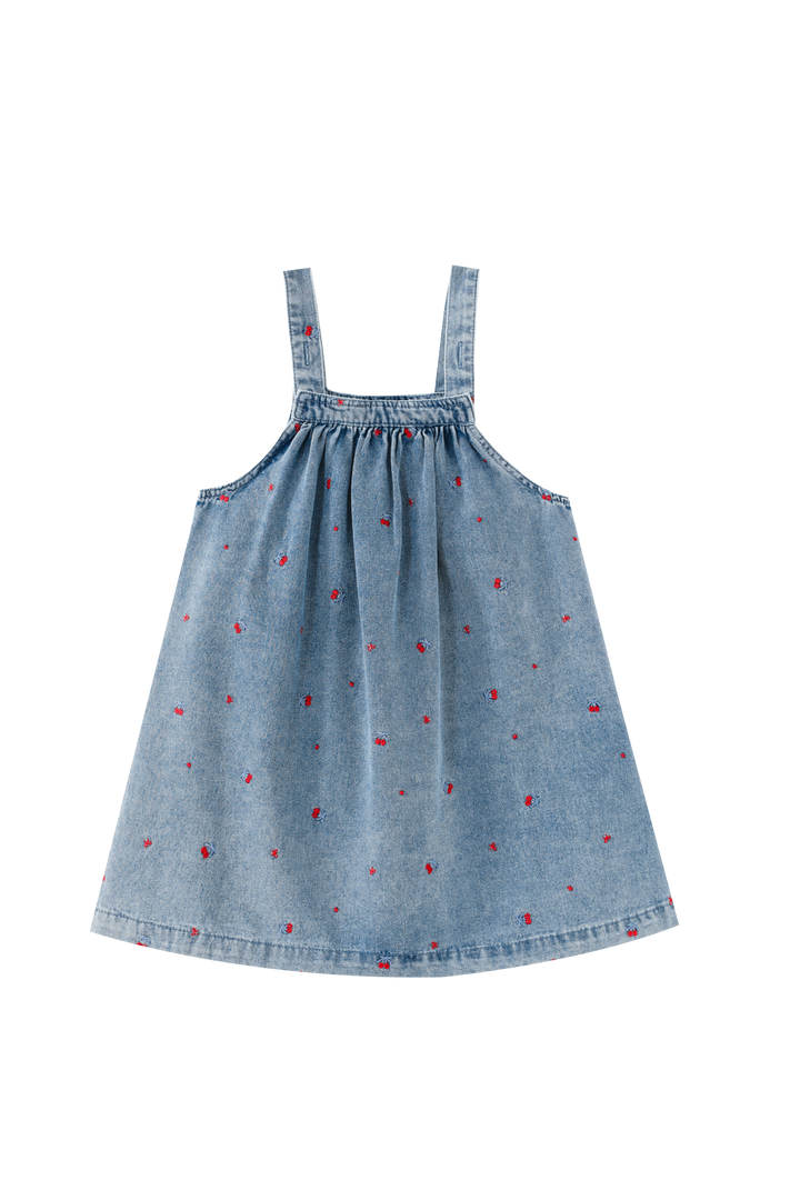 JUMPER WITH CHERRY EMBROIDERY-CHAMBRAY