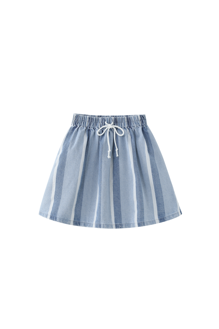 DENIM STRIPED CIRCLE SKIRT-DENIM STRIPED