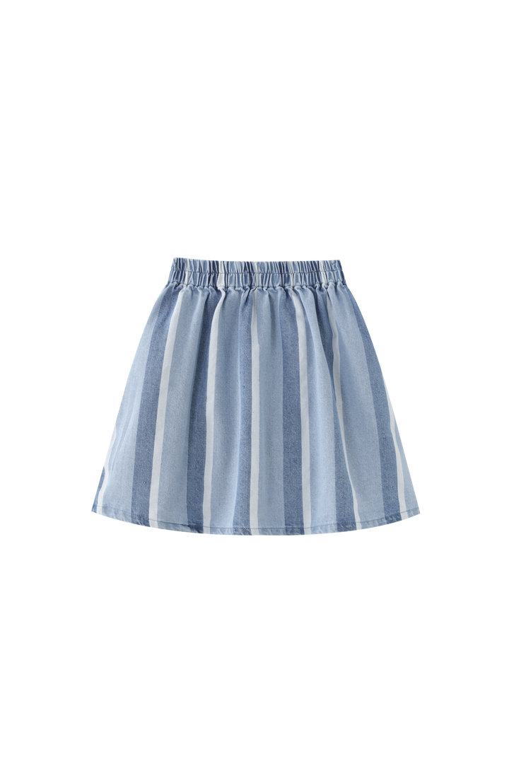 DENIM STRIPED CIRCLE SKIRT-DENIM STRIPED