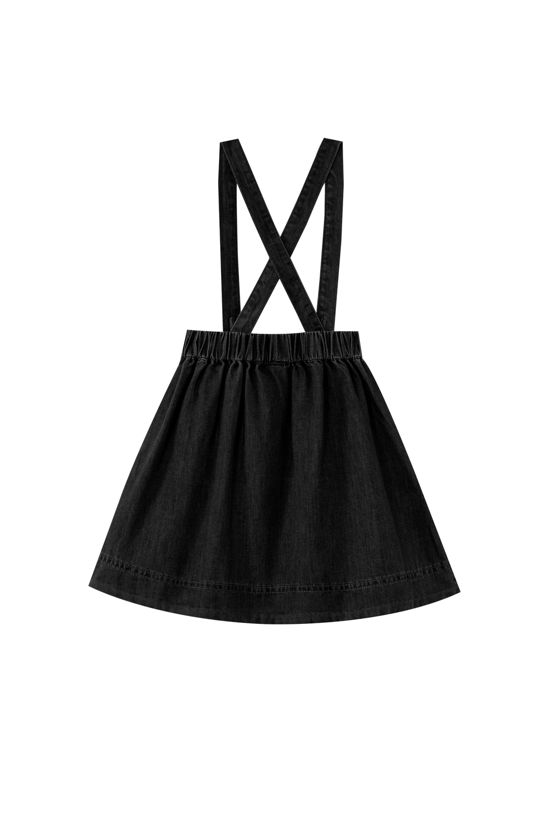 SUSPENDER SKIRT WITH POCKETS-BLACK DENIM