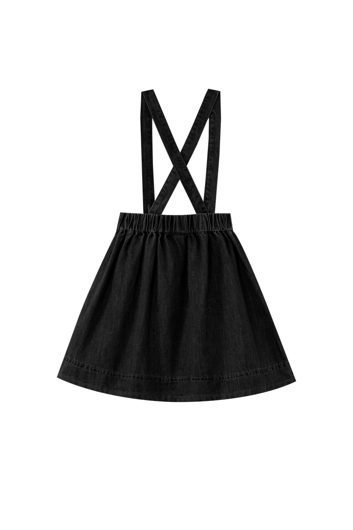 SUSPENDER SKIRT WITH POCKETS-BLACK DENIM