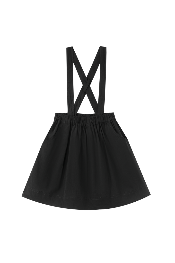 SUSPENDER SKIRT WITH POCKETS-BLACK