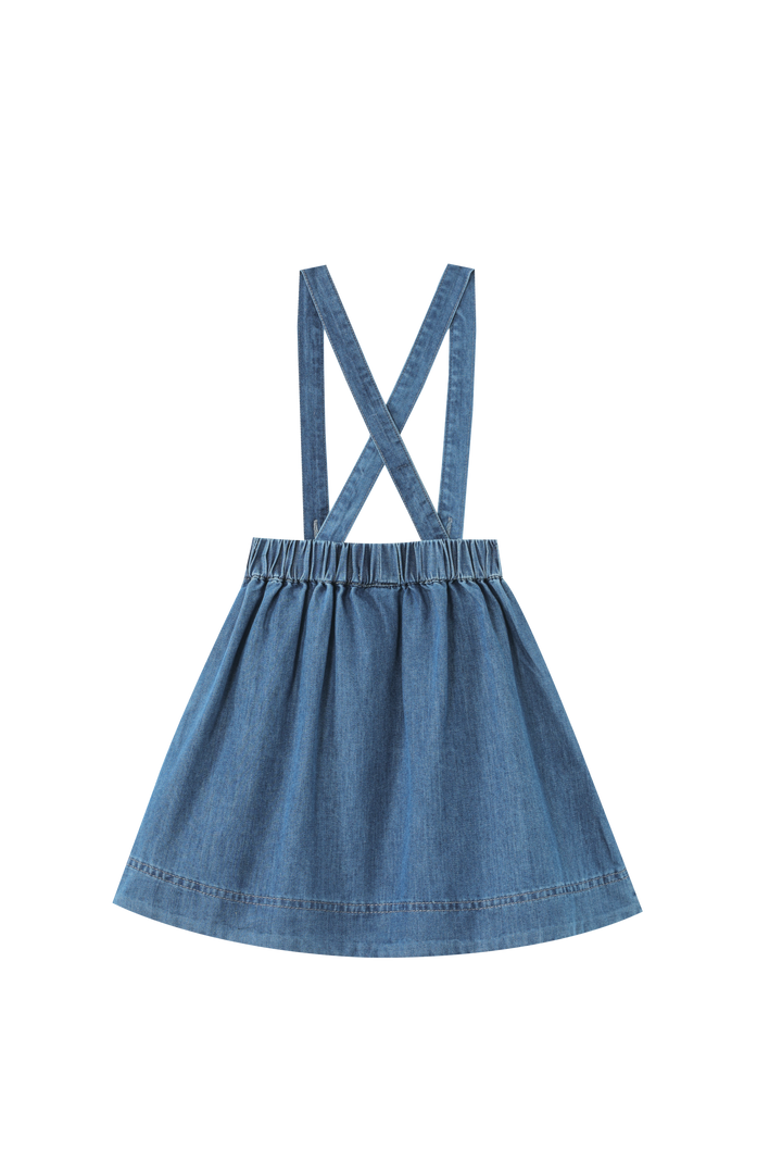 SUSPENDER SKIRT WITH POCKETS-DENIM