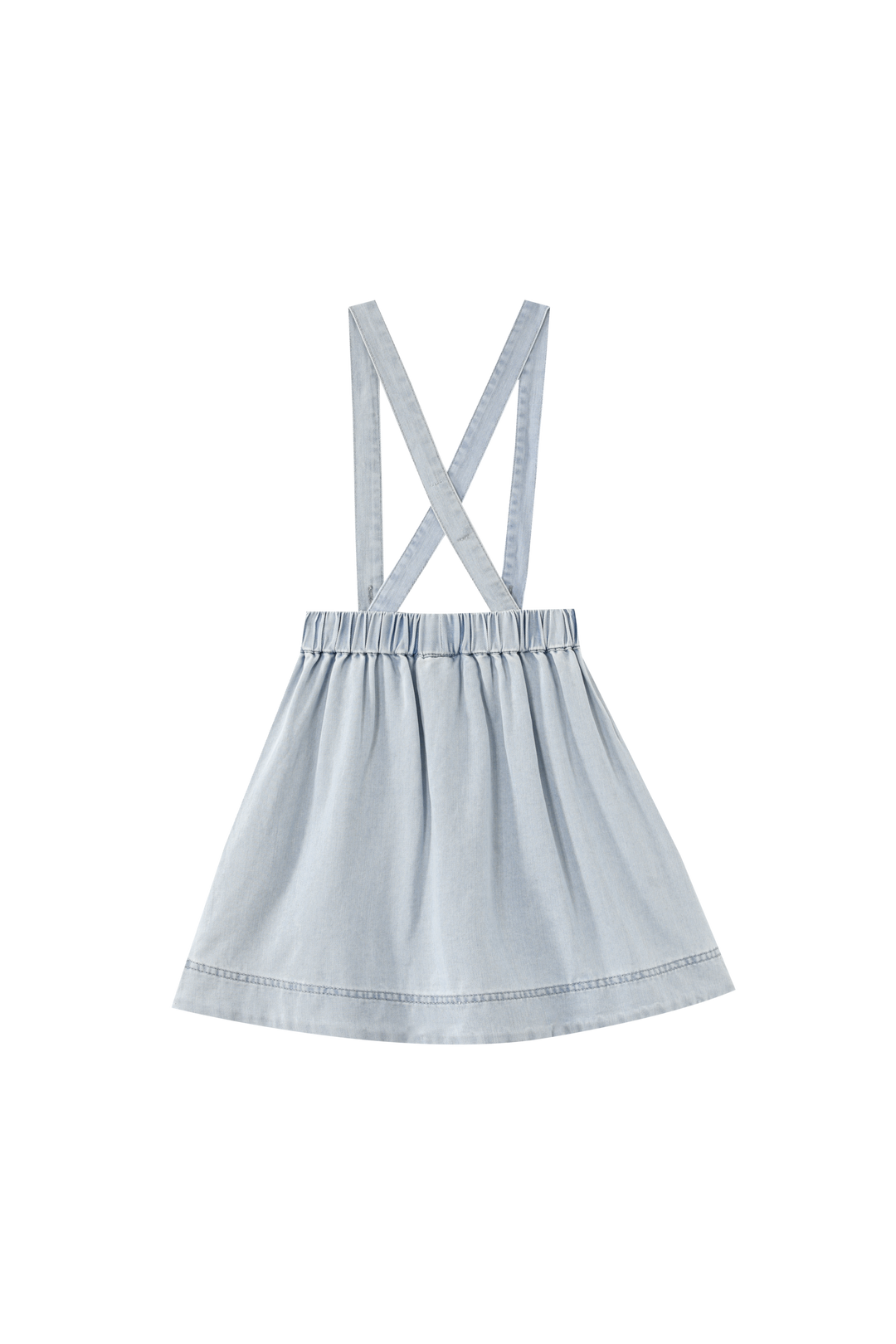 SUSPENDER SKIRT WITH POCKETS-LIGHT DENIM