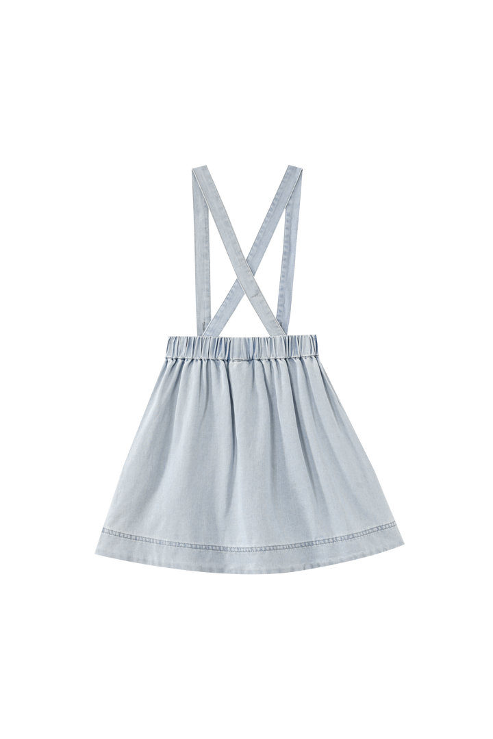 SUSPENDER SKIRT WITH POCKETS-LIGHT DENIM