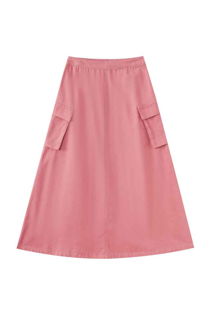 MIDI SKIRT WITH POCKETS-SHERBET