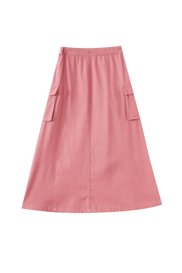 MIDI SKIRT WITH POCKETS-SHERBET