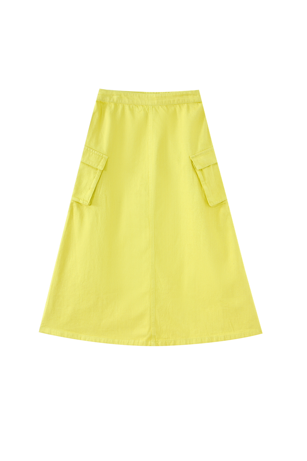 MIDI SKIRT WITH POCKETS-YELLOW