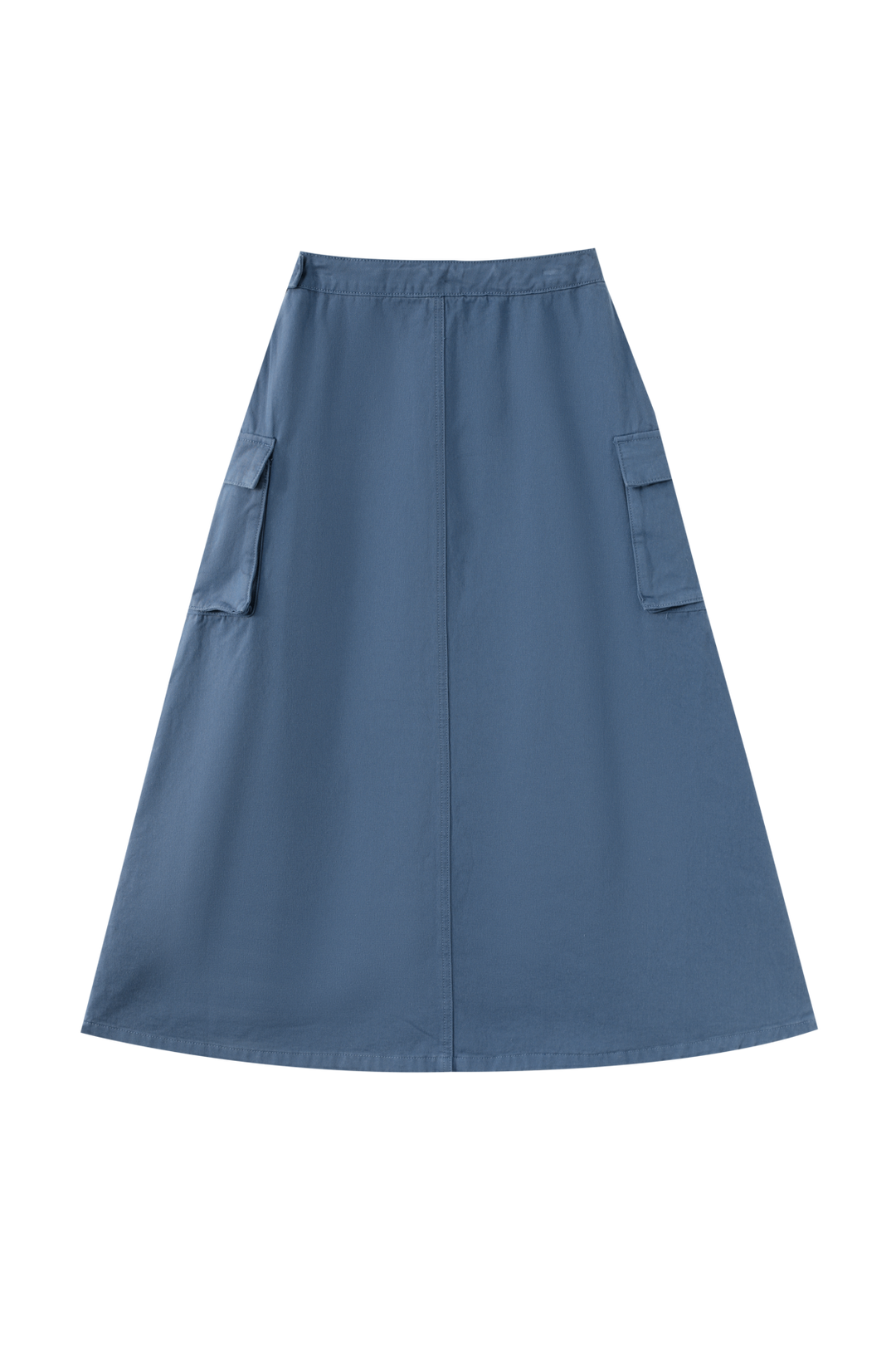 MIDI SKIRT WITH POCKETS-BLUE